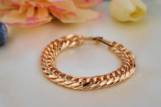 Men’s 18k Gold plated Bracelet 8.5” / pulsera para caballero baño en oro de 18k Alta calidad