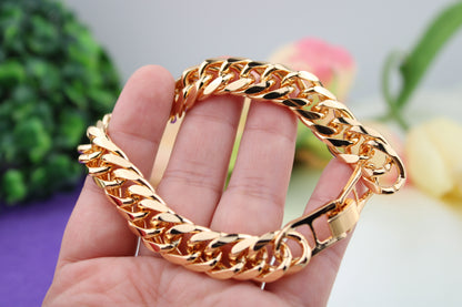Men’s 18k Gold plated Bracelet 8.5” / pulsera para caballero baño en oro de 18k Alta calidad