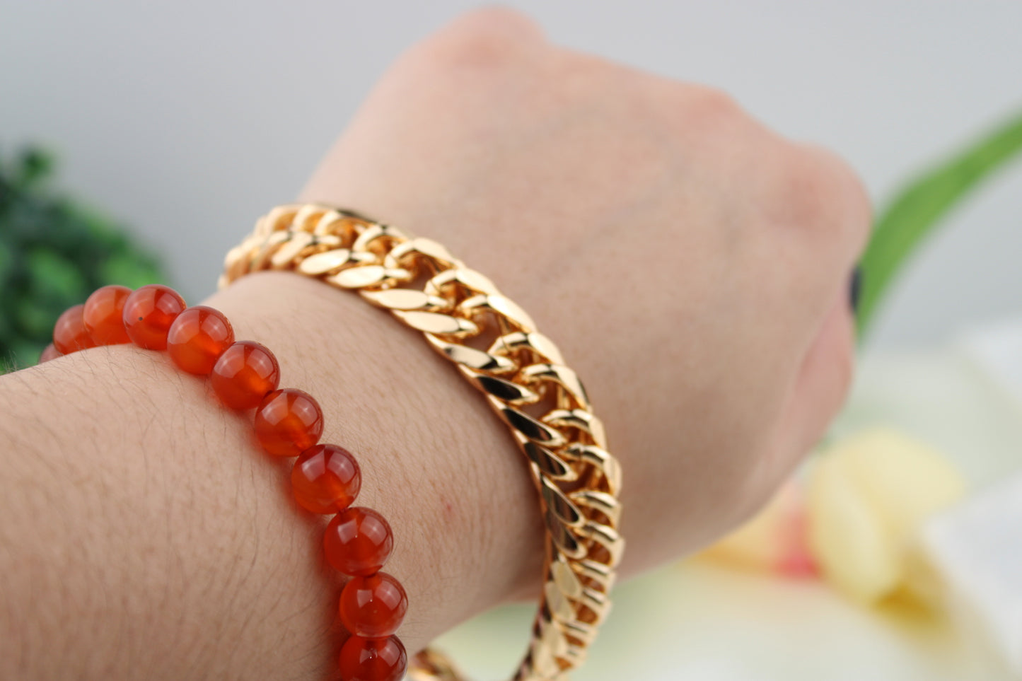 Men’s 18k Gold plated Bracelet 8.5” / pulsera para caballero baño en oro de 18k Alta calidad
